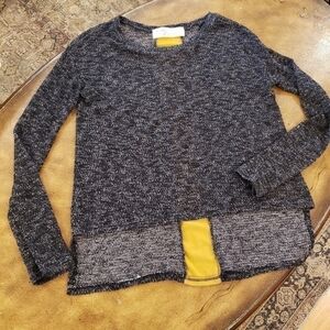 Vintage Havana Black Sweater with Gold Suede-like Inset in Back